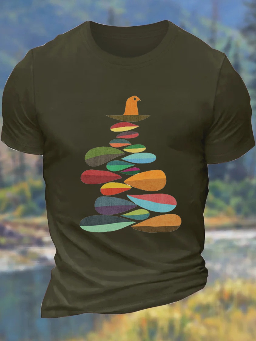 European & American Oversized Men's Cartoon Art Print Crew Neck Casual Cotton T-Shirt - TT7461