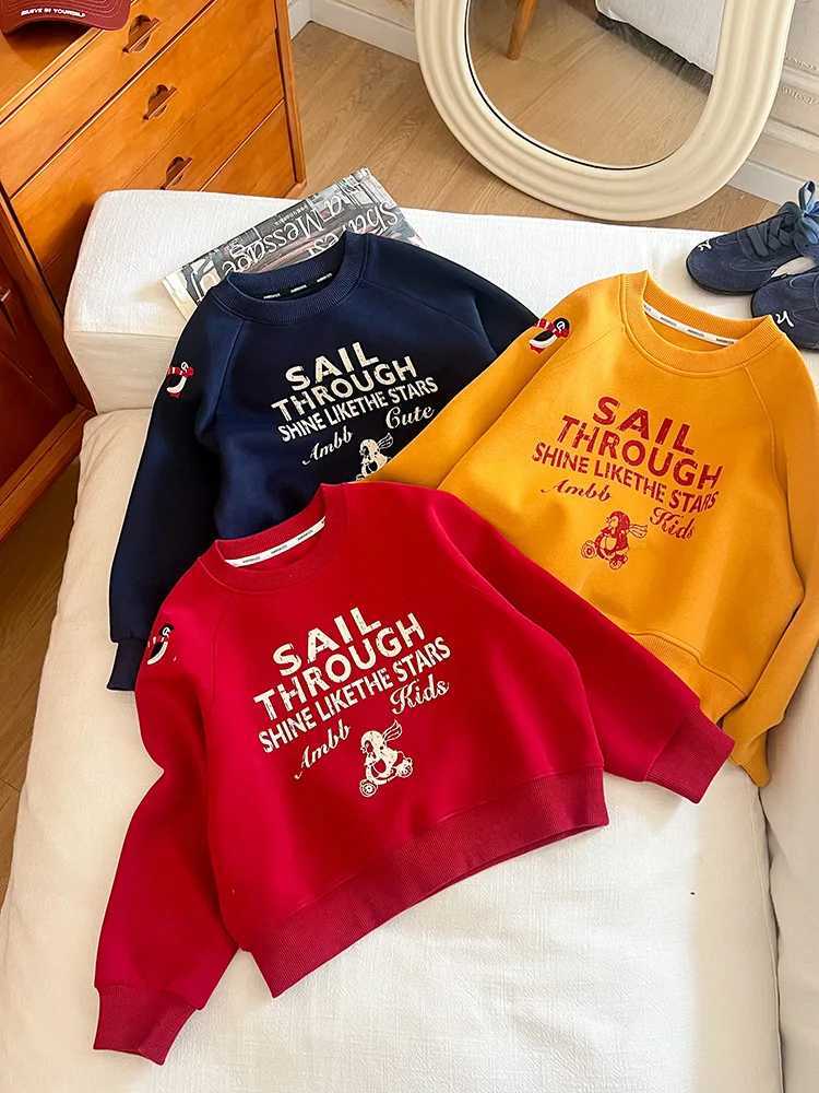 2025 autumn casual westernstyle top for men and women Korean version loose embroidered letter hoodie for childrenT251030