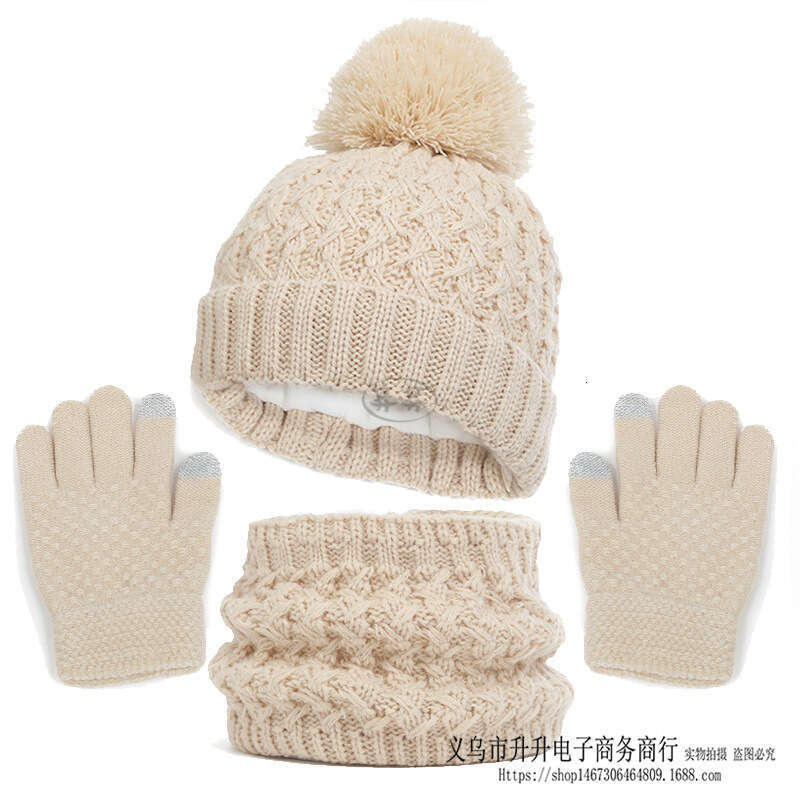 New Children's Scarf Gloves Three-Piece Set Autumn Winter Fleece Lined Thickened Single Ball Baby Hat