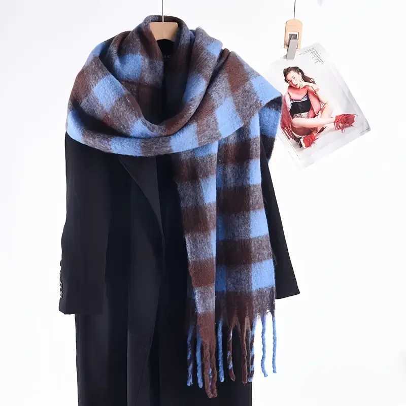 123PCS Autumn and Winter Korean Checkered Scarf Soft and Thick Design Cozy and Warm for Women Best Gift for StudentsW251030