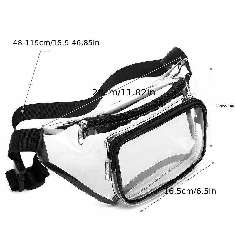 Women Pvc Waist Belt Bag Fanny Pack Hip Bum Bag Clear Transparent Chest Pouch Bag Beach Travel Banana Hip Zipper Running Bag 251030