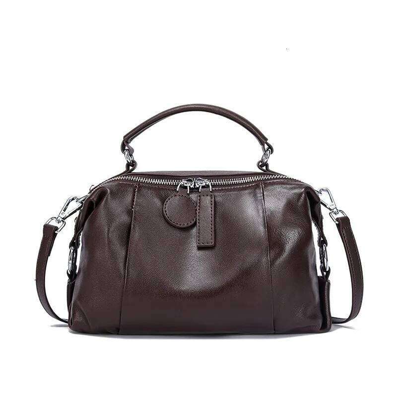 Nesitu High Quality Vintage Black Brown Coffee Full Grain Genuine Leather Women Handbag Shoulder Messenger Bag Phone Purse M2701