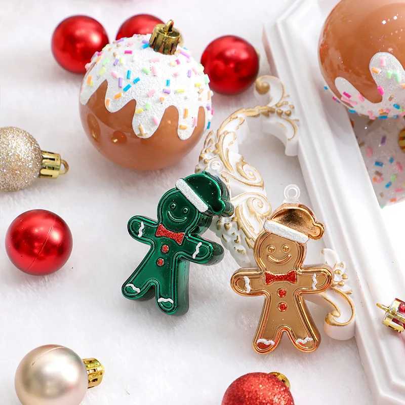 42pcs 6cm Christmas Ball Gingerbread Man Xmas Tree Hanging Ornaments Home Christmas Decoration Party New Year Gift Navidad 2025 C251030