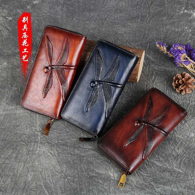 2025 Vintage Hot Sale Long Wallet Cowhide Leather Women's Clutch Wallets Money Clip Card Holders Coin Purses Large