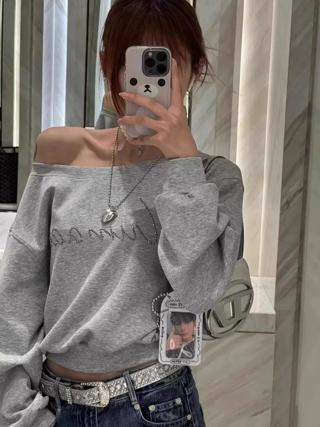 Women Hoodies Autumn Streetwear Off Shoulder Seductive Cropped Allmatch Sweatshirts Baggy Fashion Print Aesthetic Casual 251030