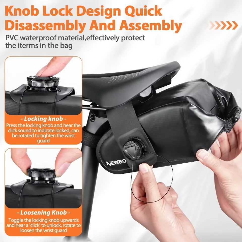 NEWBOLER Bike Saddlebag Waterproof Storage Rear Seat Tail Bag 15L MTB Road Bicycle Roll Closure Pouch Cycling Accessories H251029
