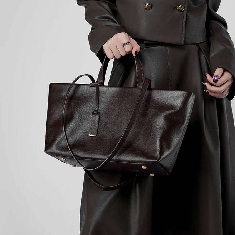 Designer bag 52 Burminsa Cowhide Genuine Leather Tote Shoulder Bags For Women 2025 Designer Large Capacity Commuter Work Ladies Handbags