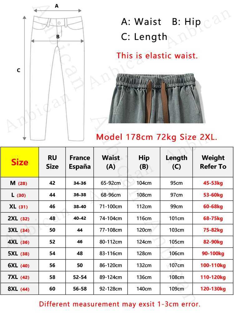 Mens Baggy Jeans 8XL Plus Size 2025 Autumn New Streetwear Wide Leg Straight Denim Pants with 6 Pockets J251030