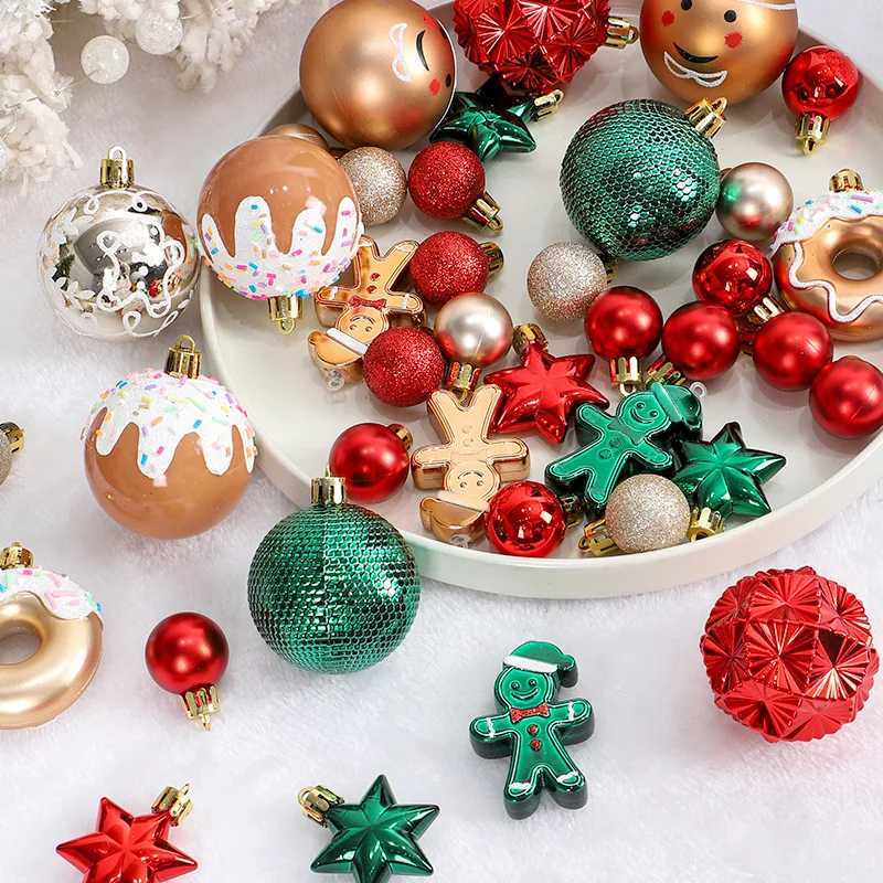 42pcs 6cm Christmas Ball Gingerbread Man Xmas Tree Hanging Ornaments Home Christmas Decoration Party New Year Gift Navidad 2025 C251030