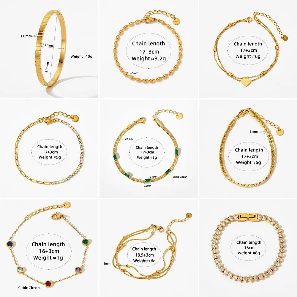 on Stainless Steel Stacked Love Pendant Bracelet Set with Cubic Zirconia Simple n European and American Fashion Handma 251030