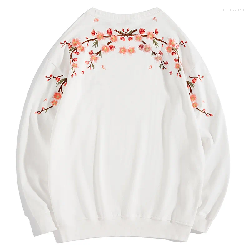 Men's T Shirts Floral Embroidery Unisex Pullovers Sweatshirt For Men Loose Fit Autumn Quality Cotton Fashion Casual Oversized Luxury Pull