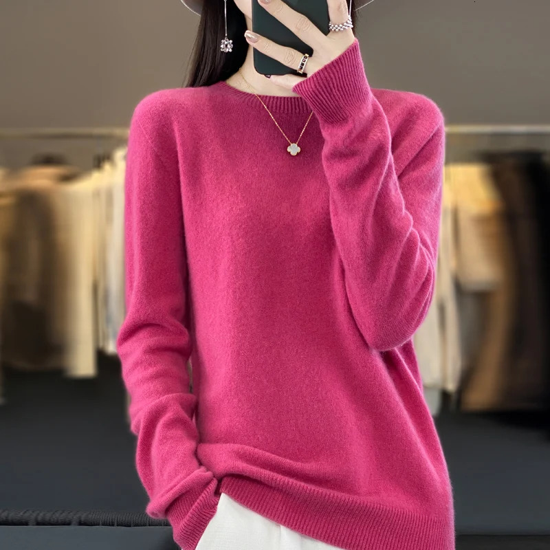 Autumn Winter 100 Merino Wool Sweater Women First Line Seamless Halfhigh Collar Pullover Basis Casual Cashmere Knit Solid Tops 251016