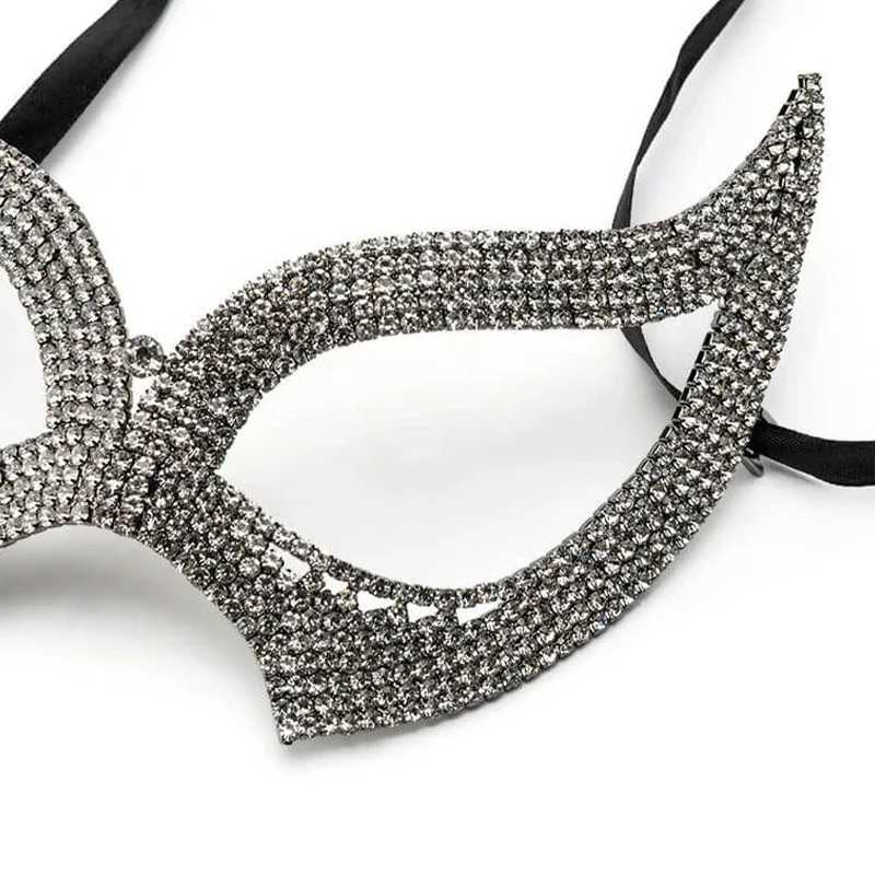 Rhinestone Mask for Face Women Breathable Headwear Masquerade Sparkling Banquet Dance Gift Costume Sexy Face Accessories JewelryW251029