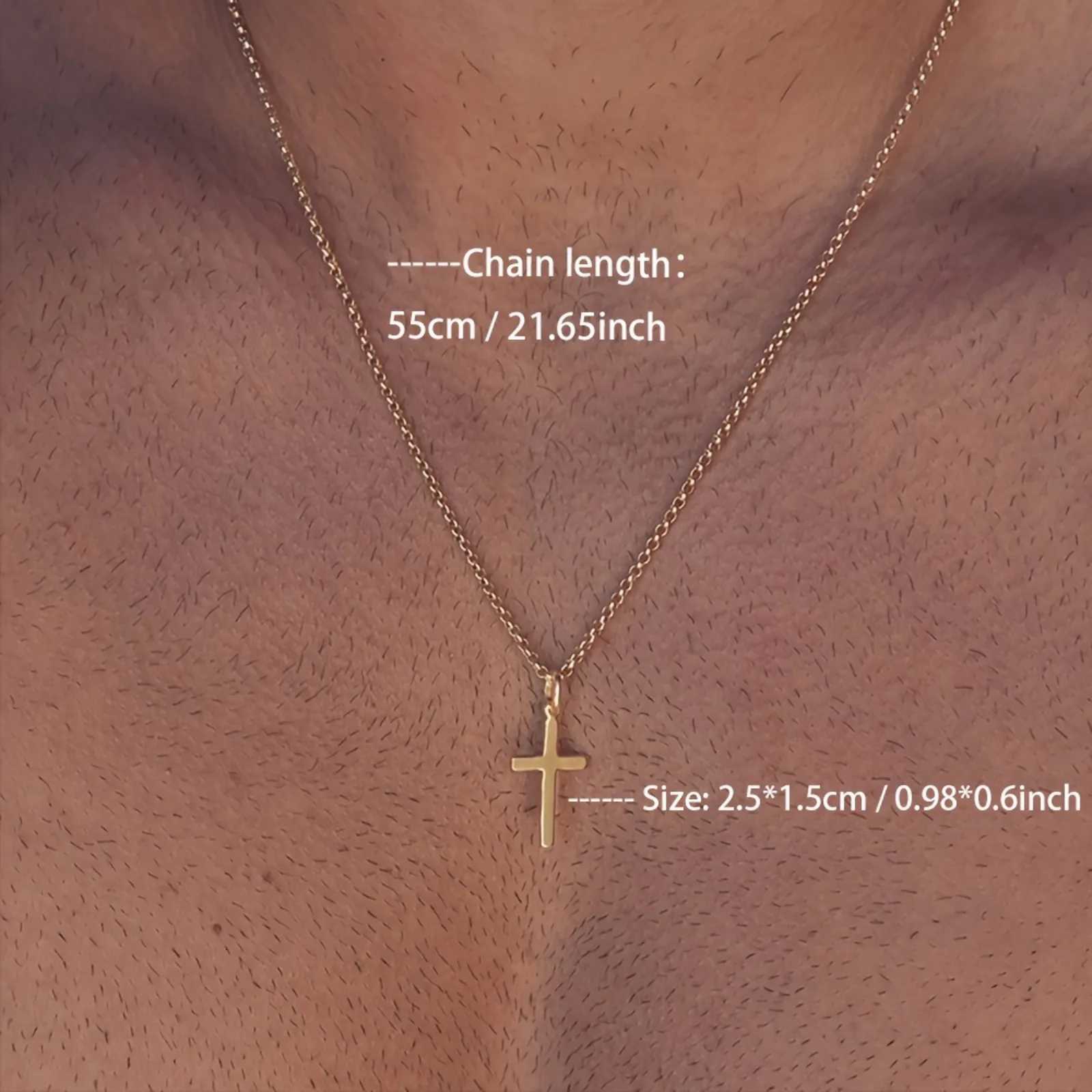 Mens Stainless Steel Cross Pendant Necklace 18k Gold Plated High Quality Christian Jewelry Gift for Christmas Birthday PartyXJ251030