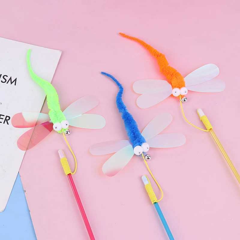 1PC New cat Teaser stick sequins big eyes Dragonfly cat toy interactive Teaser stick S251029