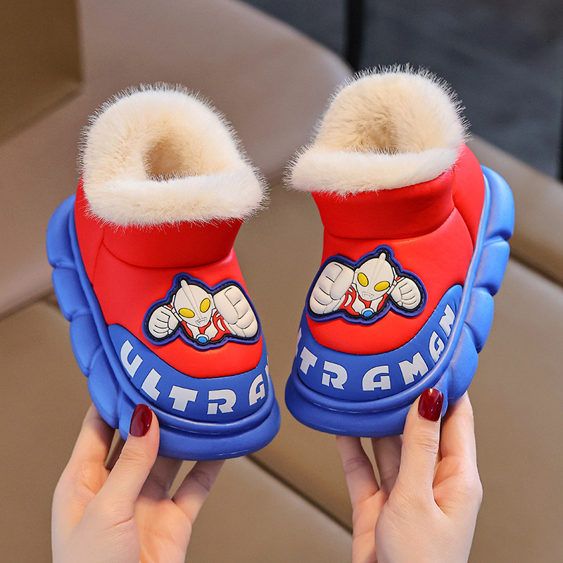 New Cartoon Children's Cotton Shoes for Boys Indoor Thick Bottom Wool Lining Warm Cotton Boots Fashion Trend Outdoor Snow Boots Casual Designer S