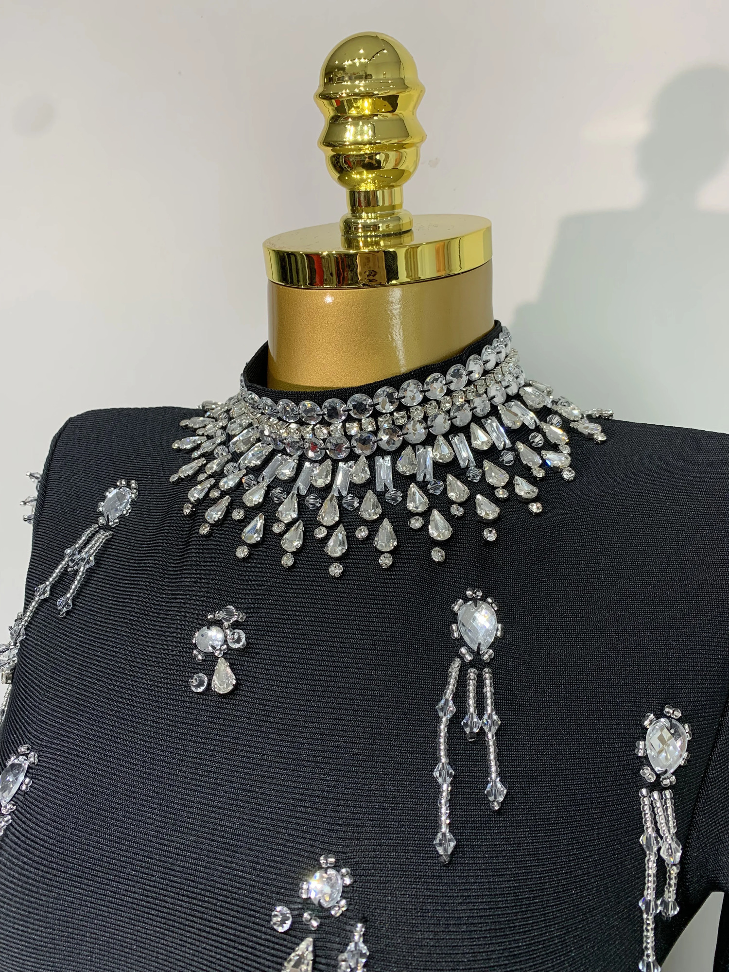 Sparkly Diamonds Long Sleeve Black Bodycom Bandage Jumpsuit Fashion Woman Evening Party Elegant y Birthday Rompers 251027