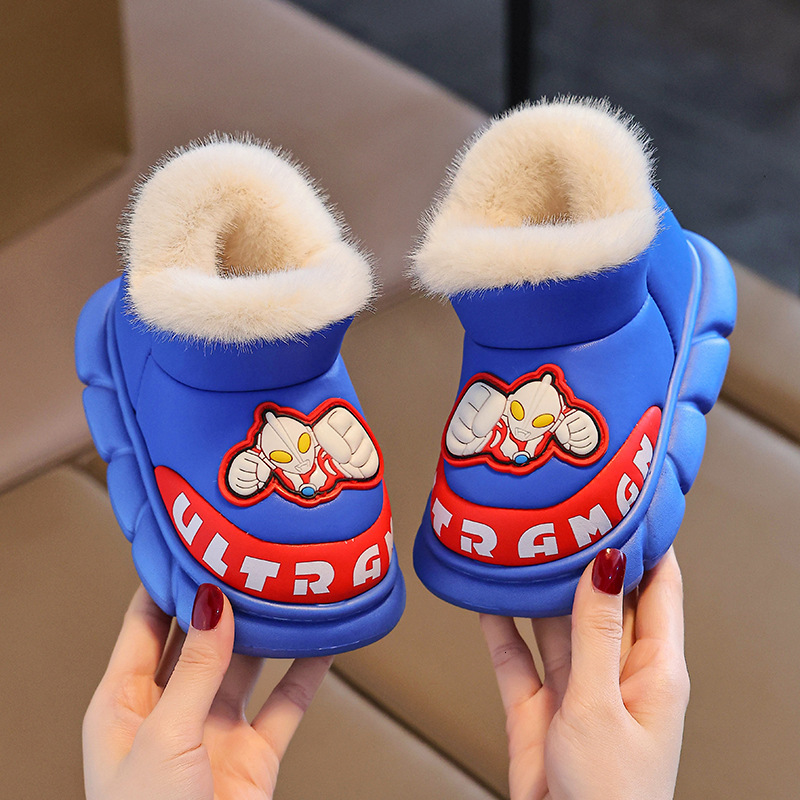New Cartoon Children's Cotton Shoes for Boys Indoor Thick Bottom Wool Lining Warm Cotton Boots Fashion Trend Outdoor Snow Boots Casual Designer S