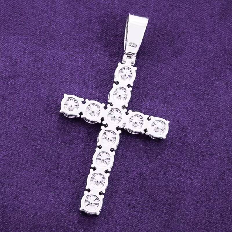 Hip Hop GRA Iced Out Bling VVS D Color Moissanite 925 Sterling Silver Pass Diamond Tester Solitaire Cross Pendant for Men