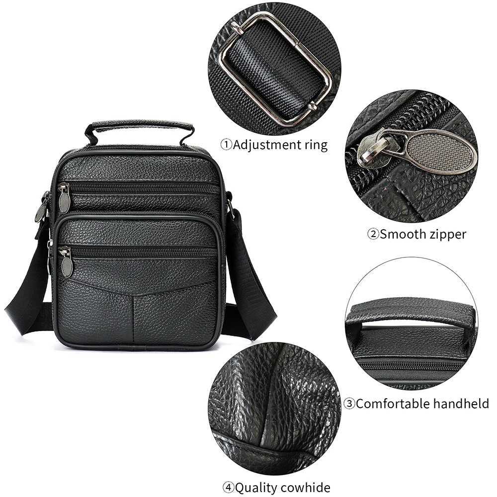 WAL Genuine Leather Shoder Bags Casual Small Handbags Purse Black Messenger Bags 6107 Y251011