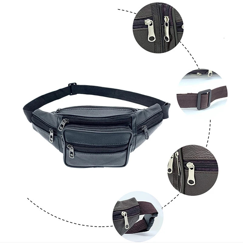 Mens Waist Pack PU Leather Bag Waist Belt Bag Male Artificial Leather Fanny Pack Fashion Small Shoulder Bags For Men 251030