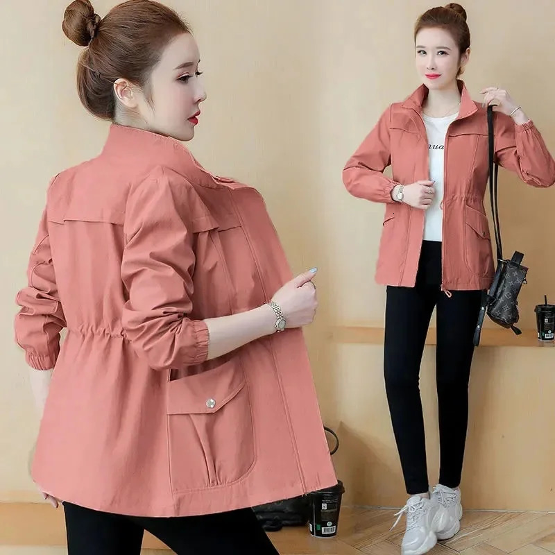 2025 Short Jacket Women Double Layer Windbreaker Autumn Casual Slim Coat Fashion StandUp Collar Casual Ladies Jacket 251030