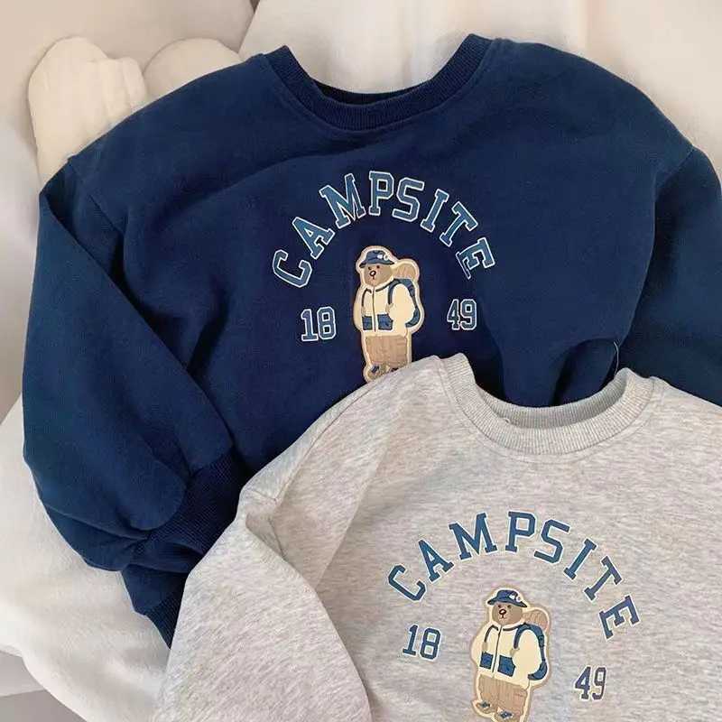 Korean Autumn Kids Babys Boys Sweatshirt Round Collar Bear Letter Print Toddler Boys Pullovers Casual Children Boy Slong SleevesT251030