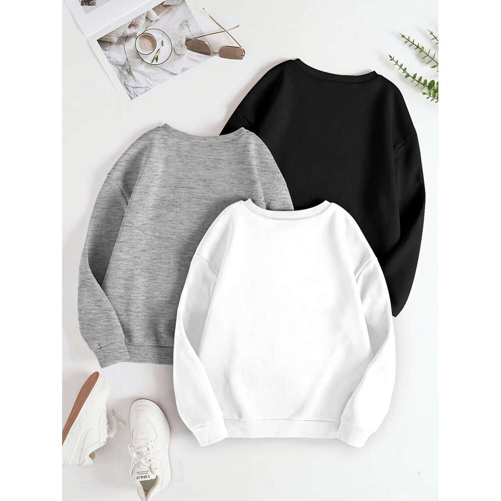 Pcs Women S Casual Crew Neck Sweatshirts Print Fall Winter Pullovers With Unique Designs Hearts Dotted Tree Pink Heart Hine Washable Cozy Clothing