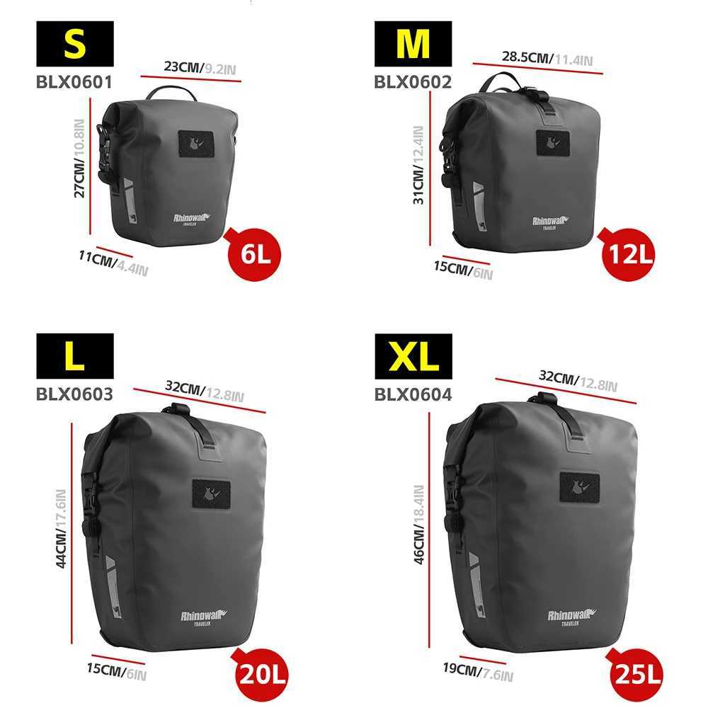 Rhinowalk Bike Pannier Side Bag Quick Release 6122025L Waterproof Cycling Back Rack Side Bag Long Distance Tour Luggage Bag H251029