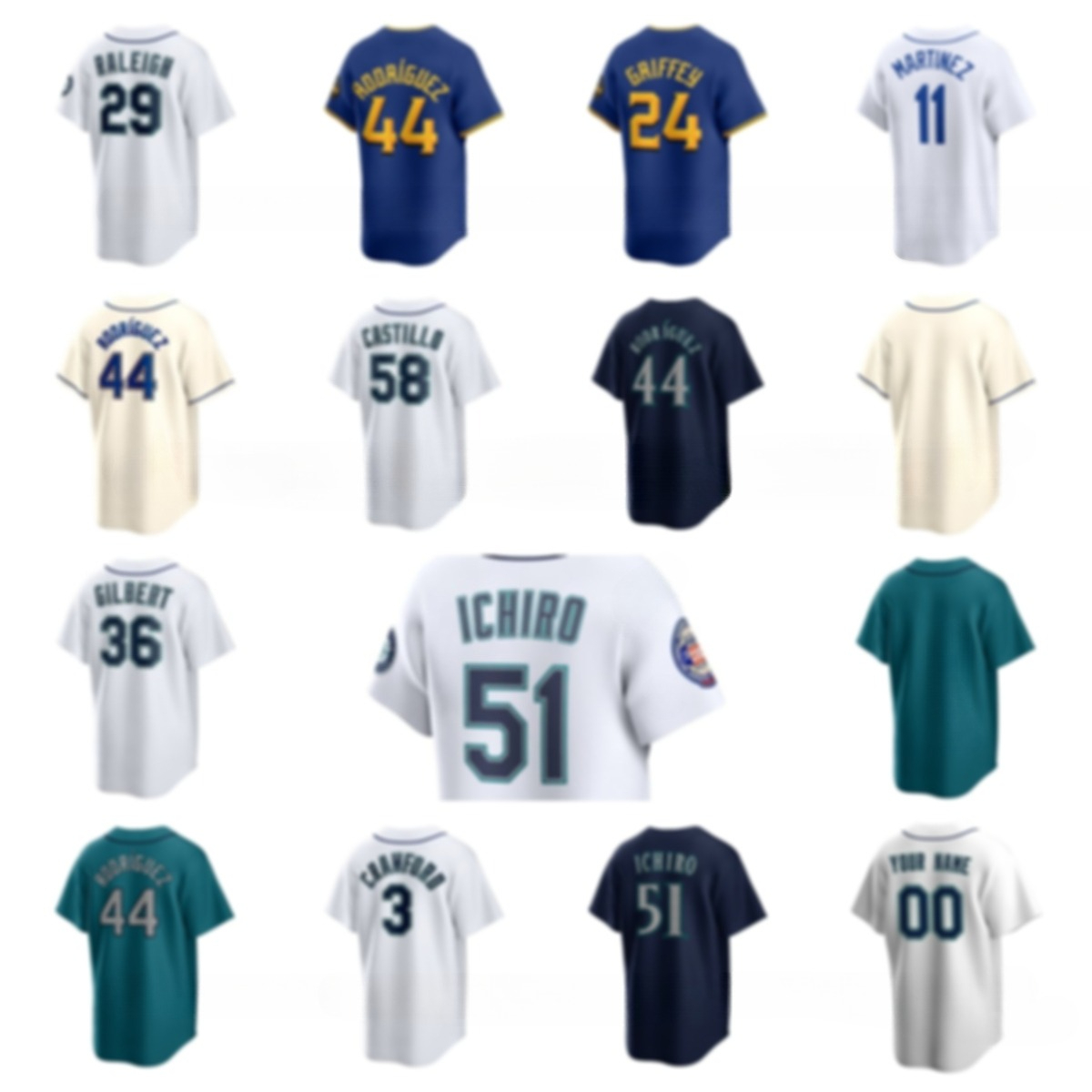 MLB Seattle''Mariners''Ichiro Suzuki Julio Rodriguez Cal Raleigh Ken Griffey Jr. Edgar Martinez Logan Gilbert JP Crawford Men Women Youth Baseball Custom Jersey