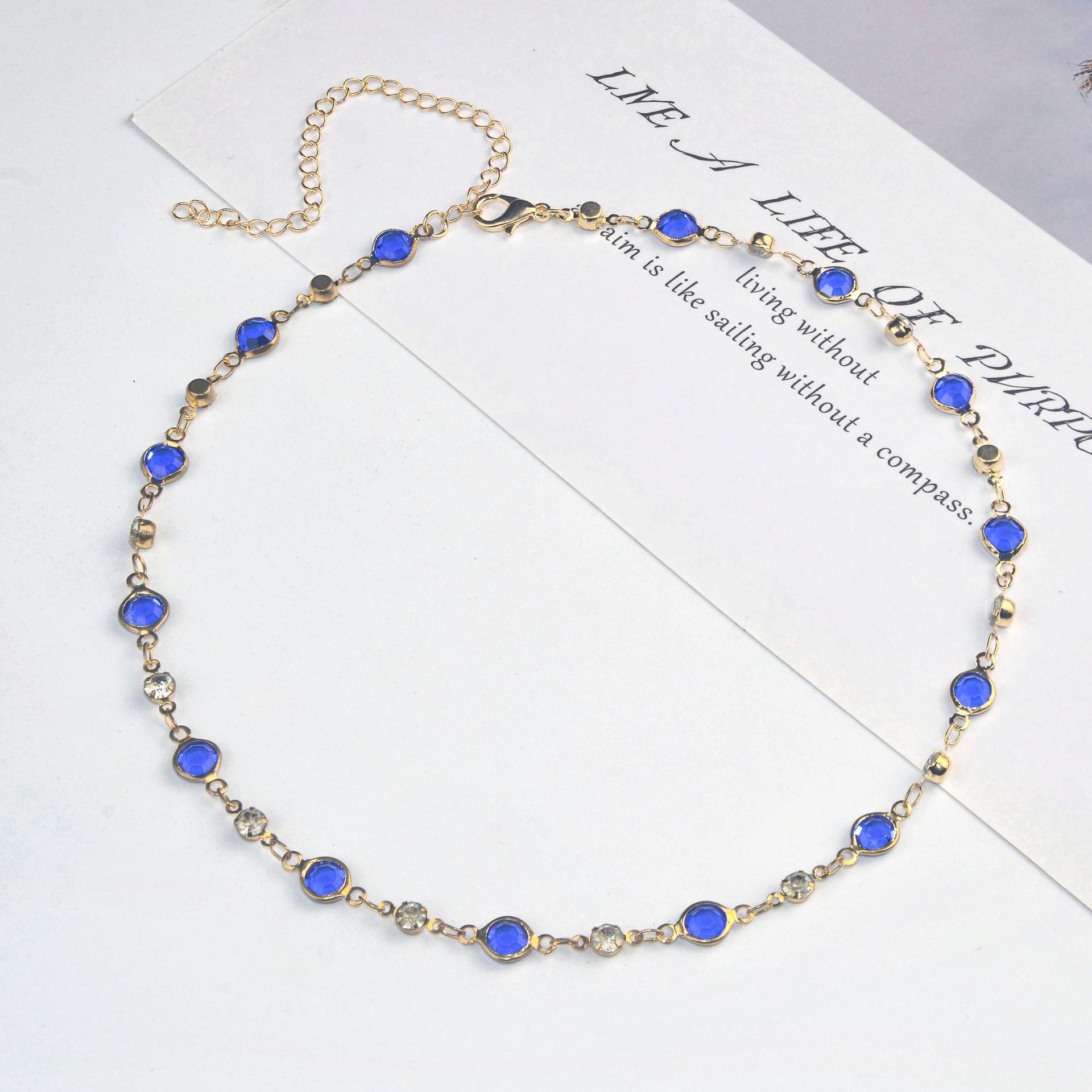 Designer necklace luxury necklace Colorful gemstone simple collarbone chain natural stone fashionable personalized necklace for women diamond necklace