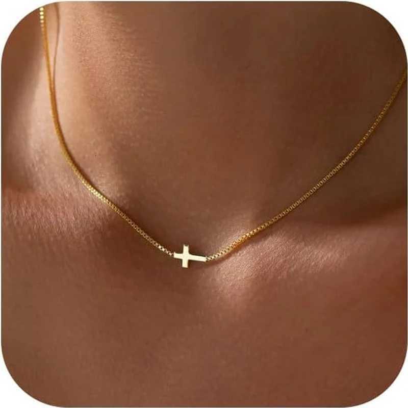 316stainless Steel Mini Cross Pendant Necklace Gold Color Waterproof Box Chain Sexy Clavicle Choker Hypoallergenic Women JewelryXJ251030