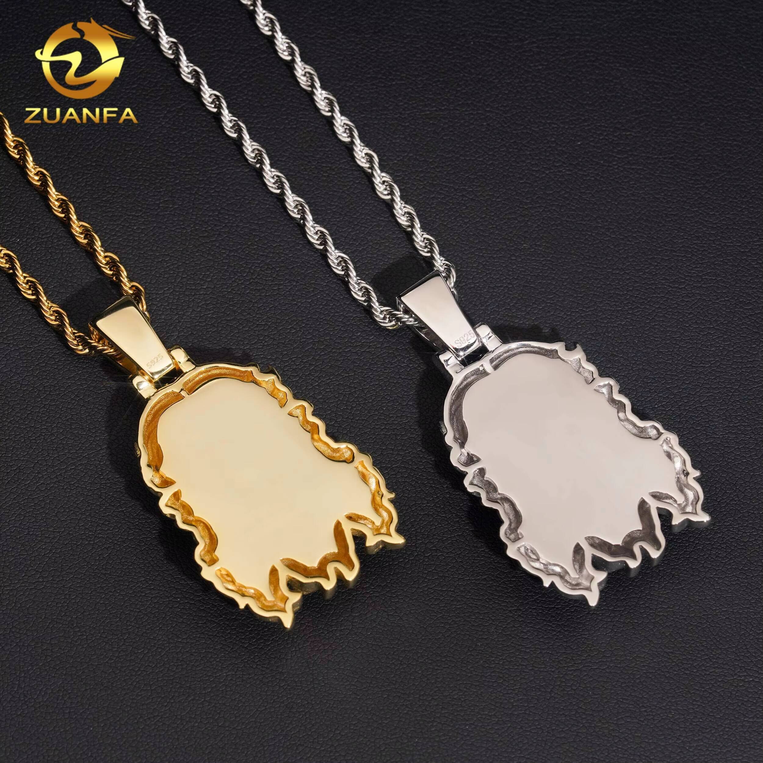 Ready to Ship Middle Size Custom Charms Iced Out 925 Silver VVS Moissanite Diamond Hip Hop Jewelry Solid Back Jesus Head Pendant