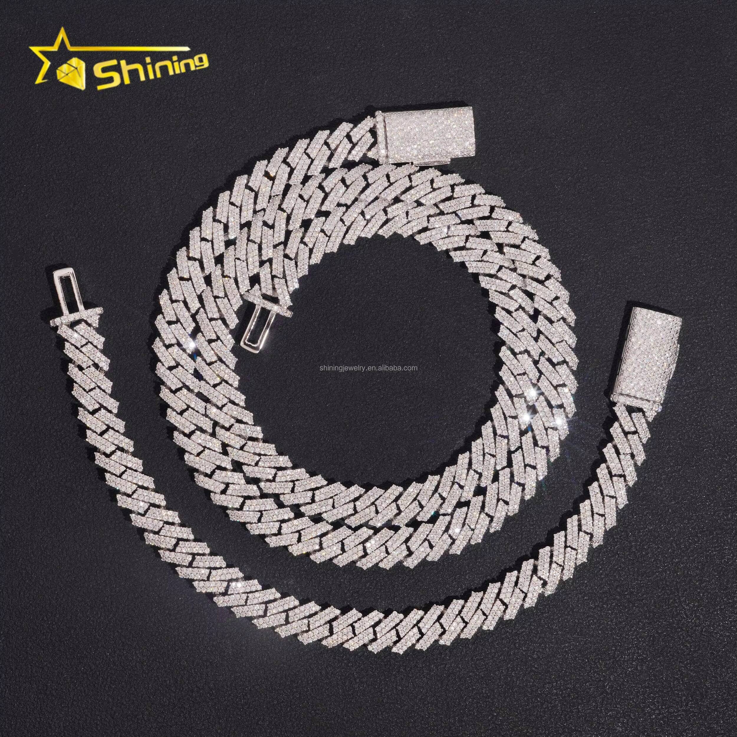 New Arrivals Hot Selling Fashion GRA Certificate S925 8mm 2 Rows Stone Iced Out VVS Moissanite Square Miami Cuban ChainBracelet