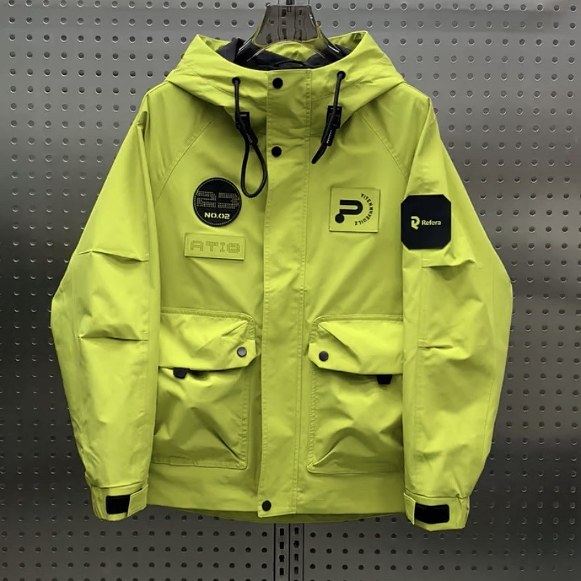 Workwear Designer Coat Label Hooded Jacket Men's Autumn Outdoor Trendy Brand Large Pocket Windbreaker Youth Short Casual Coat