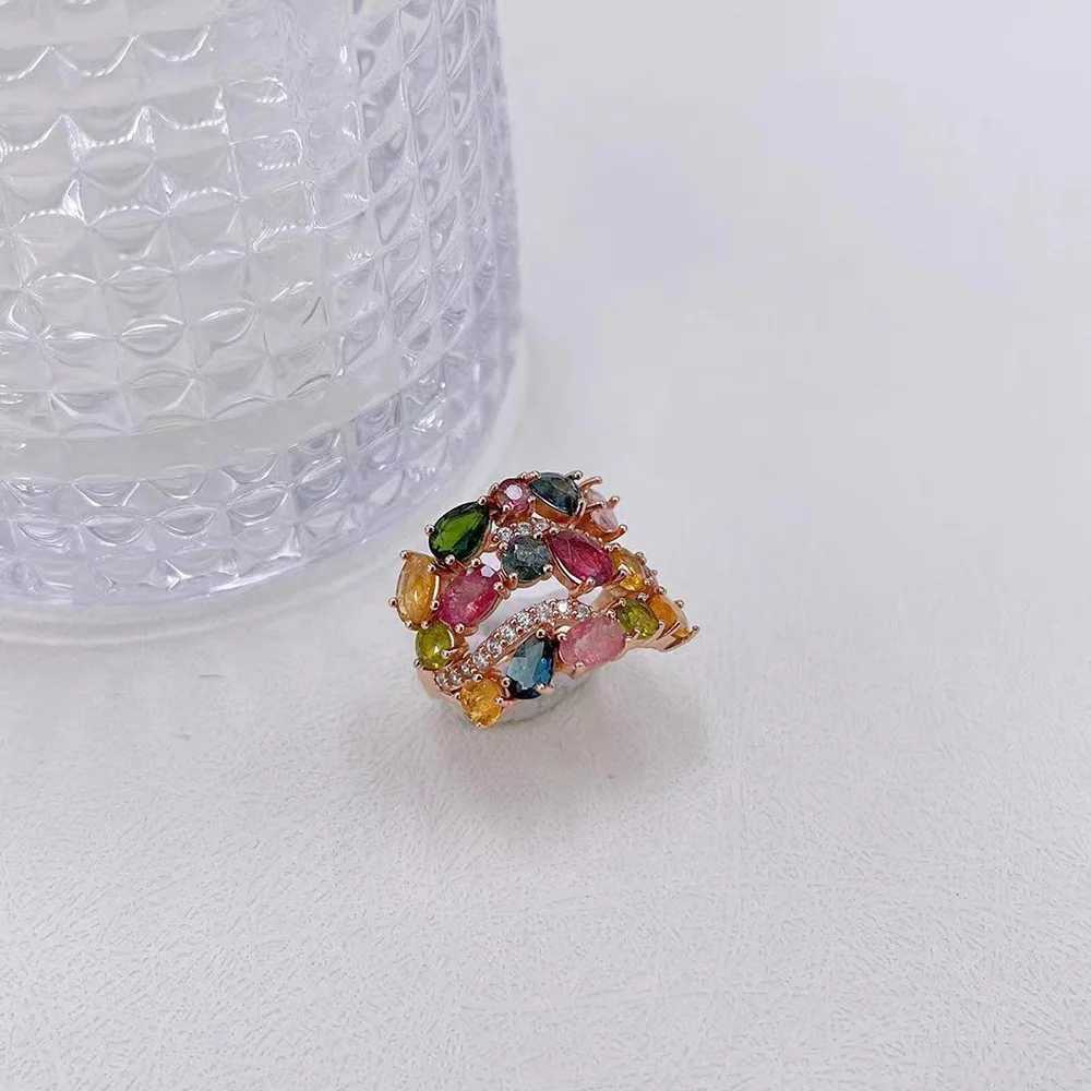 Rose Gold Color Rainbow Colorful Cubic Zirconia Ring for Women Luxury Wedding Pink Goold Finger Ring Vintage Party Jewelry GiftW251030