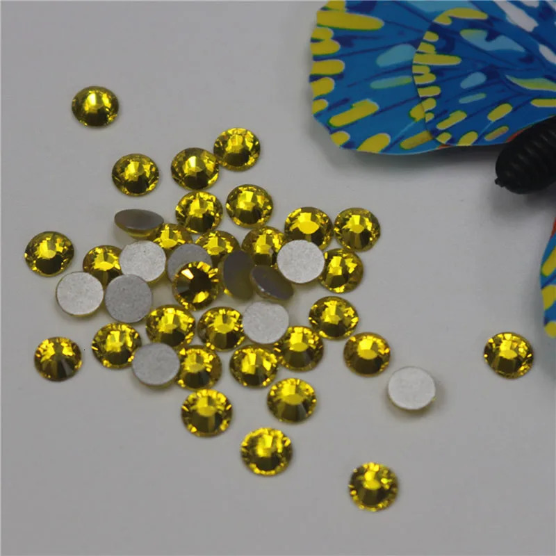 SS3SS20 Lemon Yellow Nail Art Rhinestone Flat back Non fix Glue on Nail Art Rhinestones DIY Decorative Accessories 251027