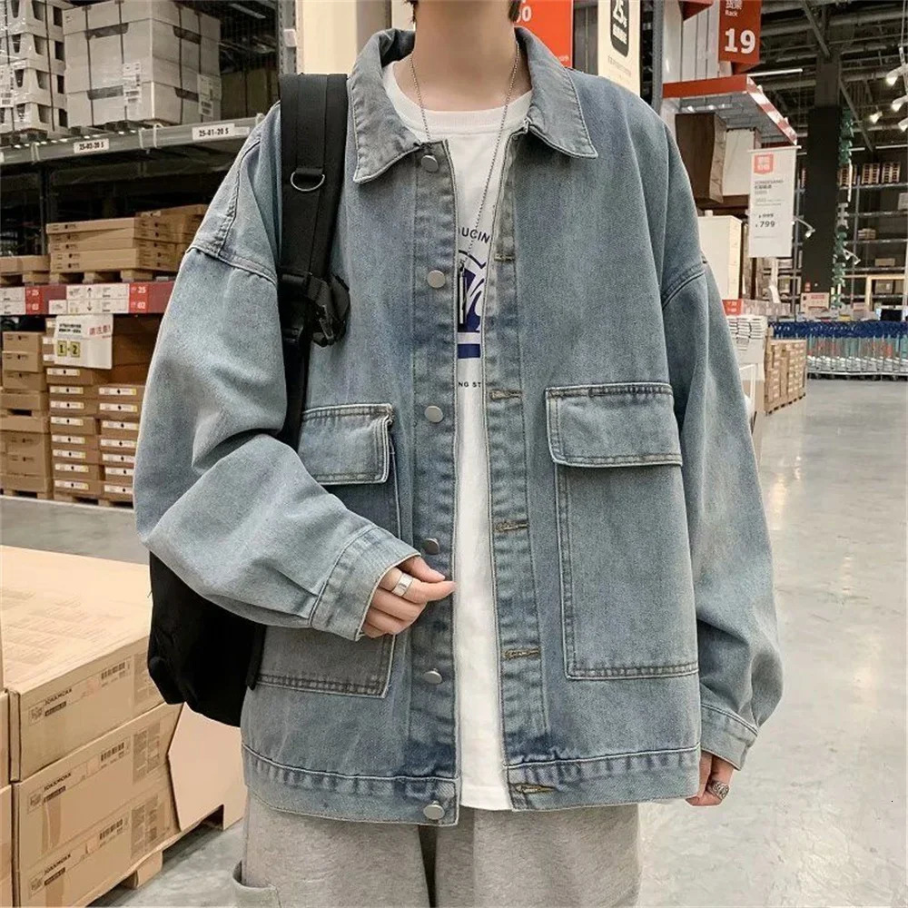2025 Autumn Mens Blue Casual Denim Jacket Fashion Classic Style Cotton Elasticity Coat Male Clothes 251016