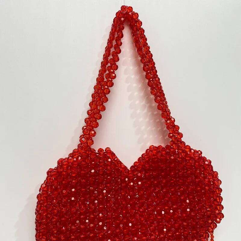 Love Pattern Tassels Purses Women Handbags Designer 2023 Top-Handle Vacation Beach Party Dinner Weeding Beaded Ladies