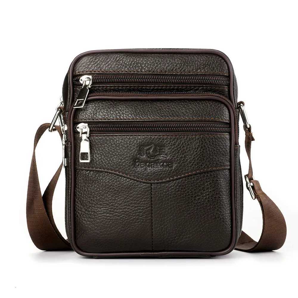 HighQuality Large Capacity Mens Messenger Bag Genuine Leather Crossbody Single Shoder Bag with MtiLayer Zipper Y251011