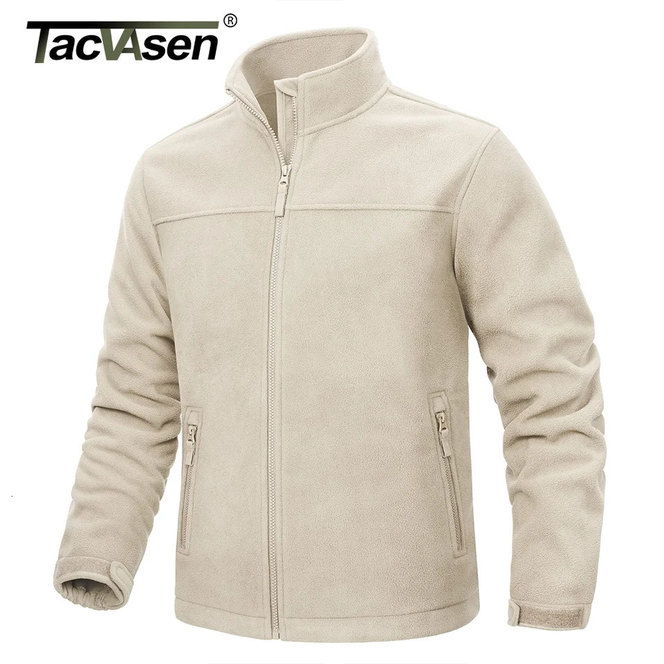 TACVASEN Winter Fleece Jackets Mens Full Zip Stand Up Work Jacket Coats Zipper Pockets Hiking Jacket Outdoor Windbreaker 251028