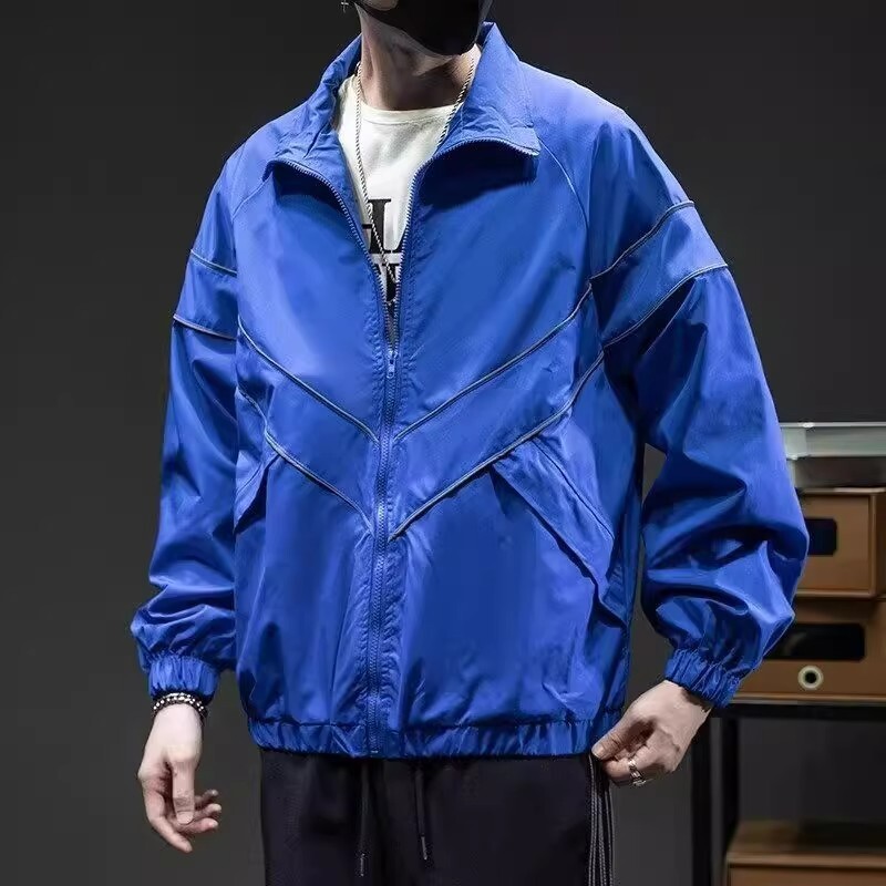 Trendy Brand Solid Color Reflective Sports Jacket Designer Coat Autumn Winter New Loose Fit Unisex Windbreaker Versatile Casual Couple Jacket