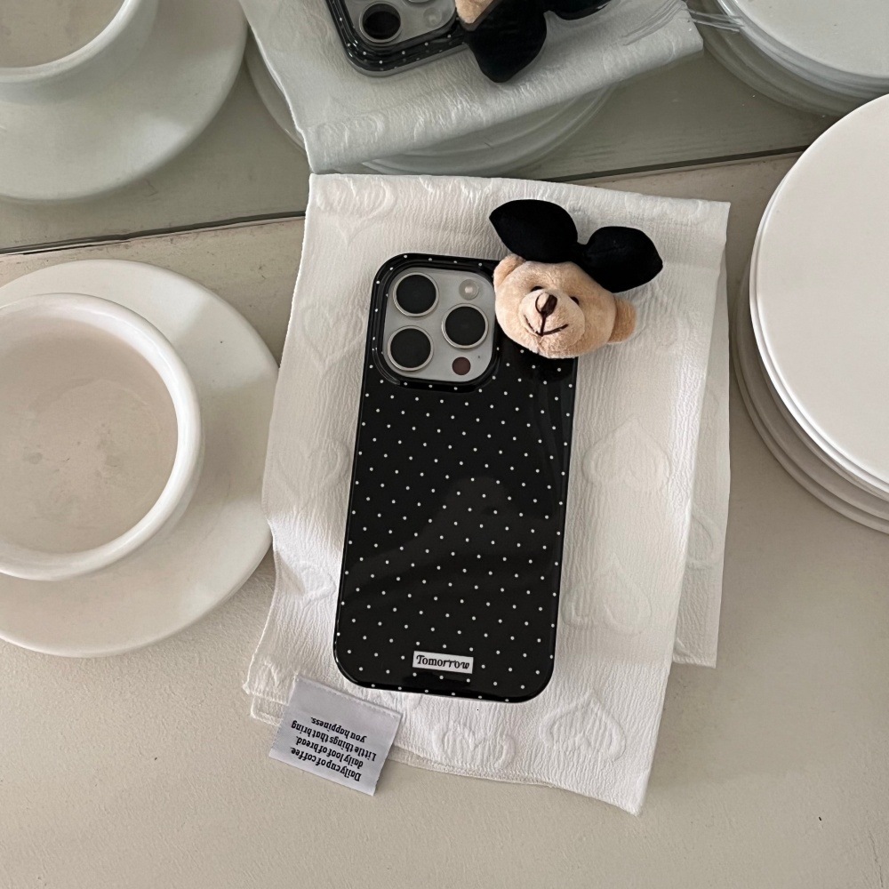 Casual Polka Dot Cartoon Bear Phone Case Suitable for iPhone 17/16 Pro Max iPhone 15/14 Protective Case
