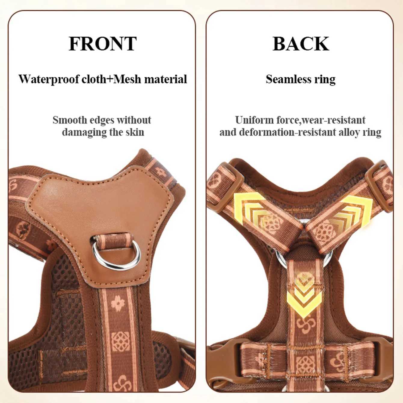 HP5211Classics Pet Dog Harness Adjust with Durable Webbing AntiDeformation Alloy Ring 4 Points Adjustable J251129