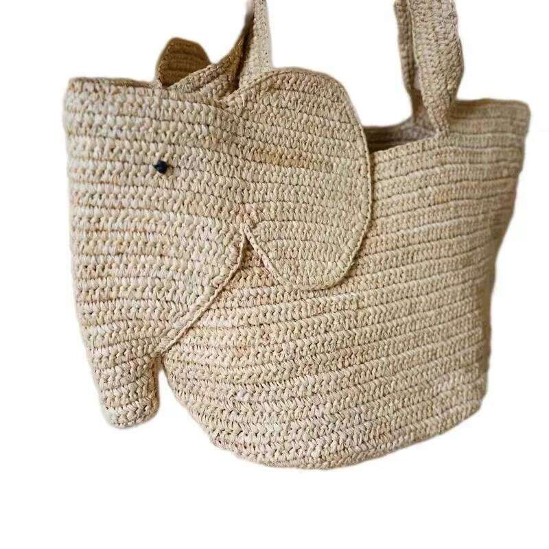 Lafite Crochet Hand Woven Elephant Vacation Beach Shoulder Bag Summer Grass New Large Capacity Women's Bags