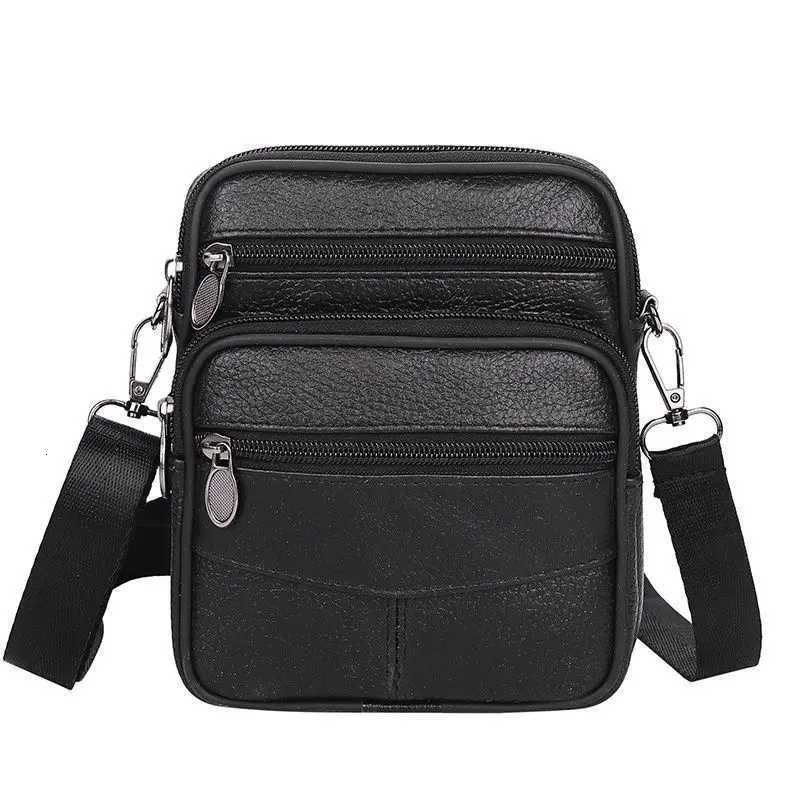 Solid Color Genuine Leather Shoder Waist Bags Men Fanny Belt Packs Phe Pouch Casual Crossbody Bags Y251011