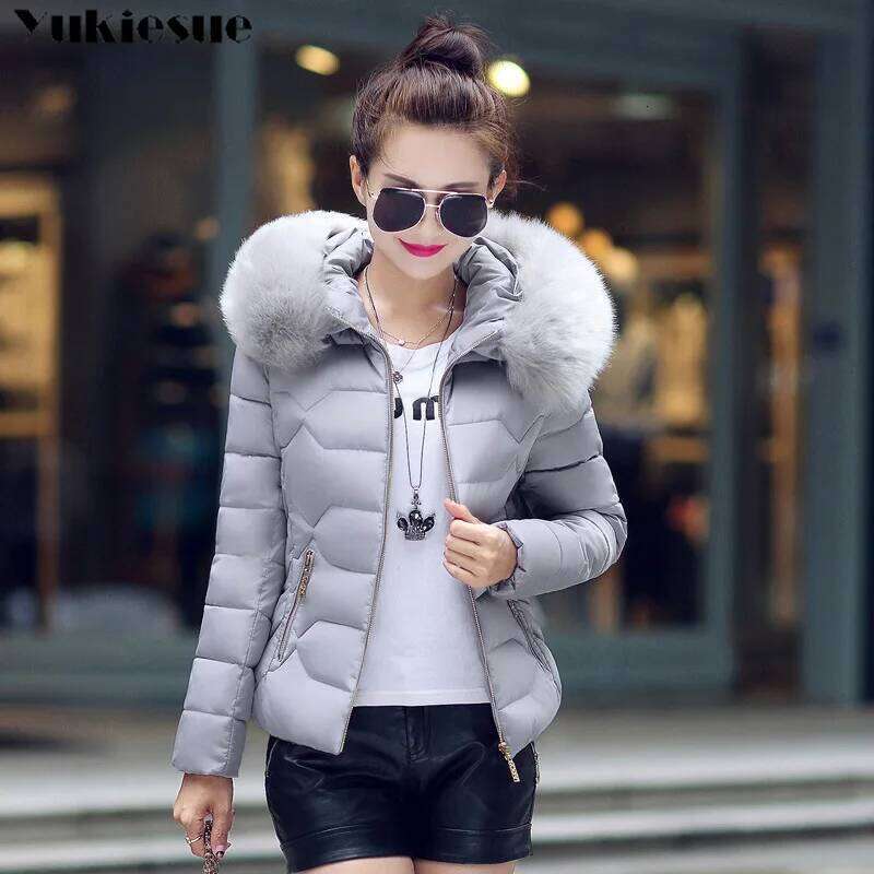 Faux Fur Women Down Clothes Womens Parkas Thicken Outerwear Hooded Winter Coat Female Jacket Cotton Padded