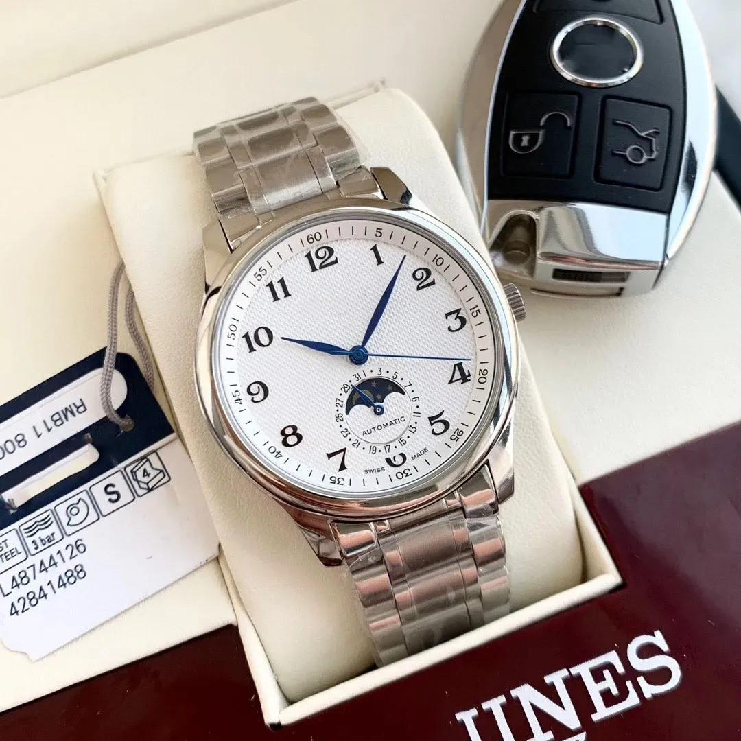 U1 Top-grade AAA Mens Lunar Phase Watch Famous Leisure Watchmaker Multifunctional Automatic Mechanical Movement Leather Stainless Steel Strap Wristwat