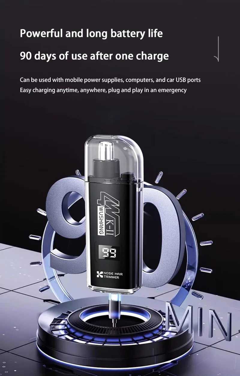 New Nose Hair Trimmer Portable Digital Display Rechargeable Blade For Home Use Washing Cleaning Nostrils For Men And Women M251030