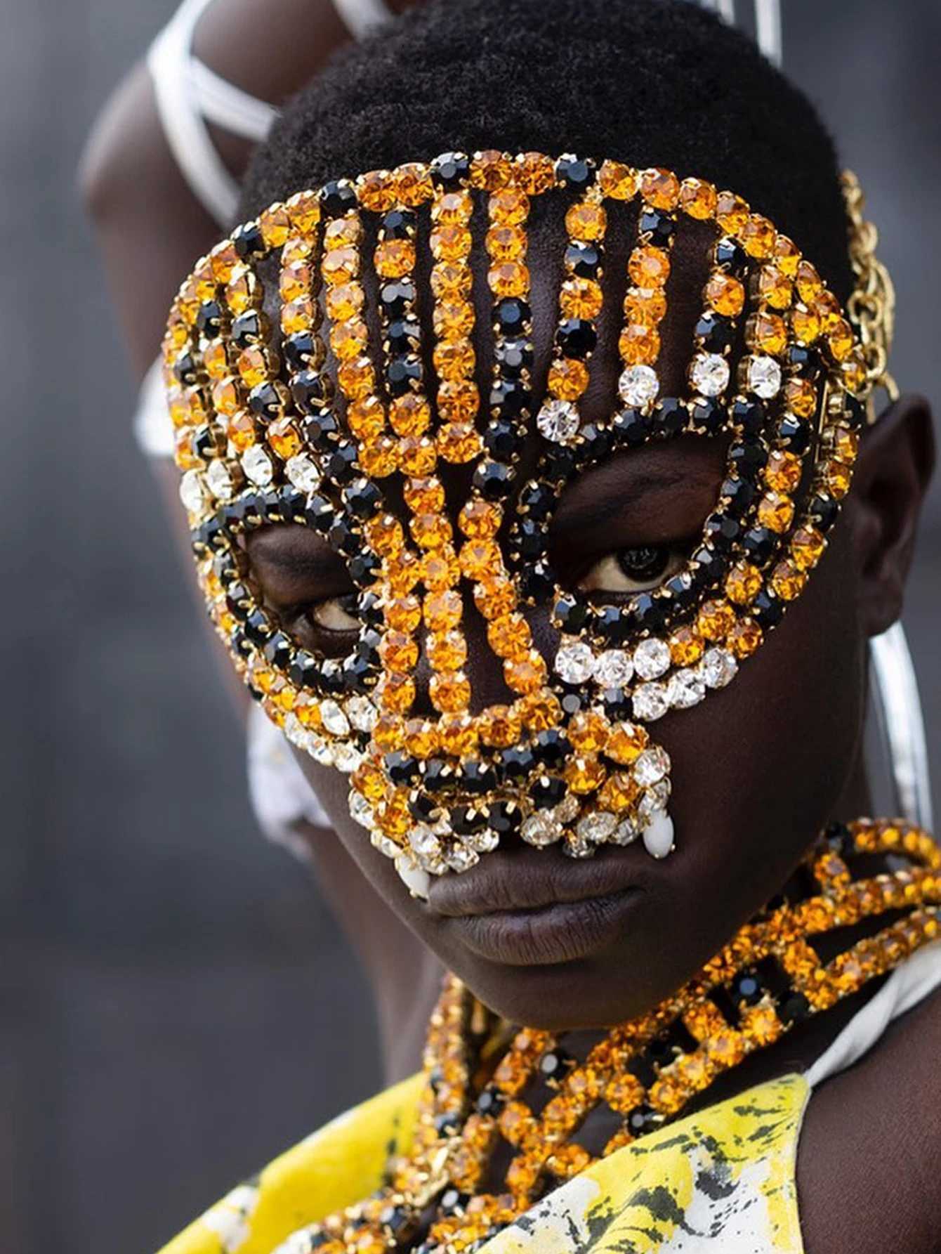 StoneFans Halloween Popular Beast Diamond Mask Exaggerated Personality Colorful Diamond Mask Accessories GiftW251029